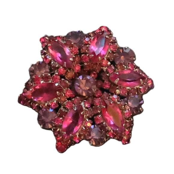 Vintage Pink and Purple Castlecliff Brooch signed - Picture 1 of 8